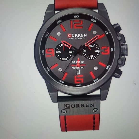 Currens mens black and red watch